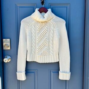 Express Cream Cable Knit Turtleneck Sweater
